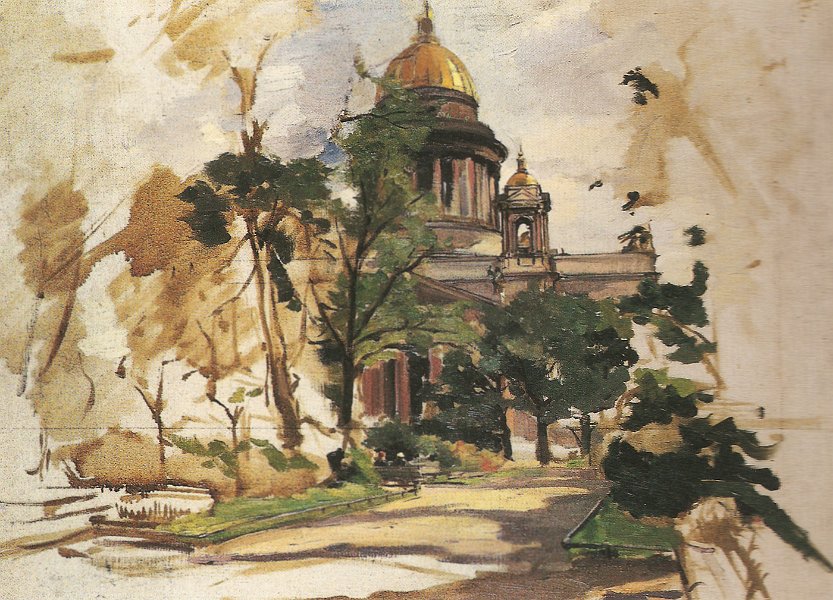 Leningrad Issaaky's Cathedral 1950 oil on canvas